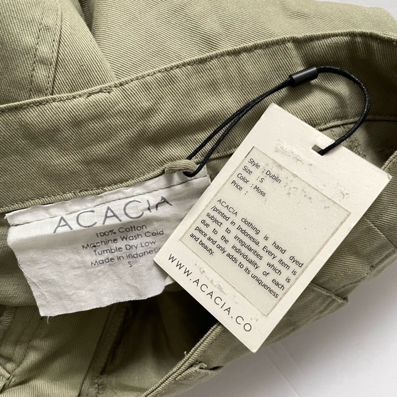 Acacia Dublin pants moss green raw hem cotton S Small - Picture 9 of 13